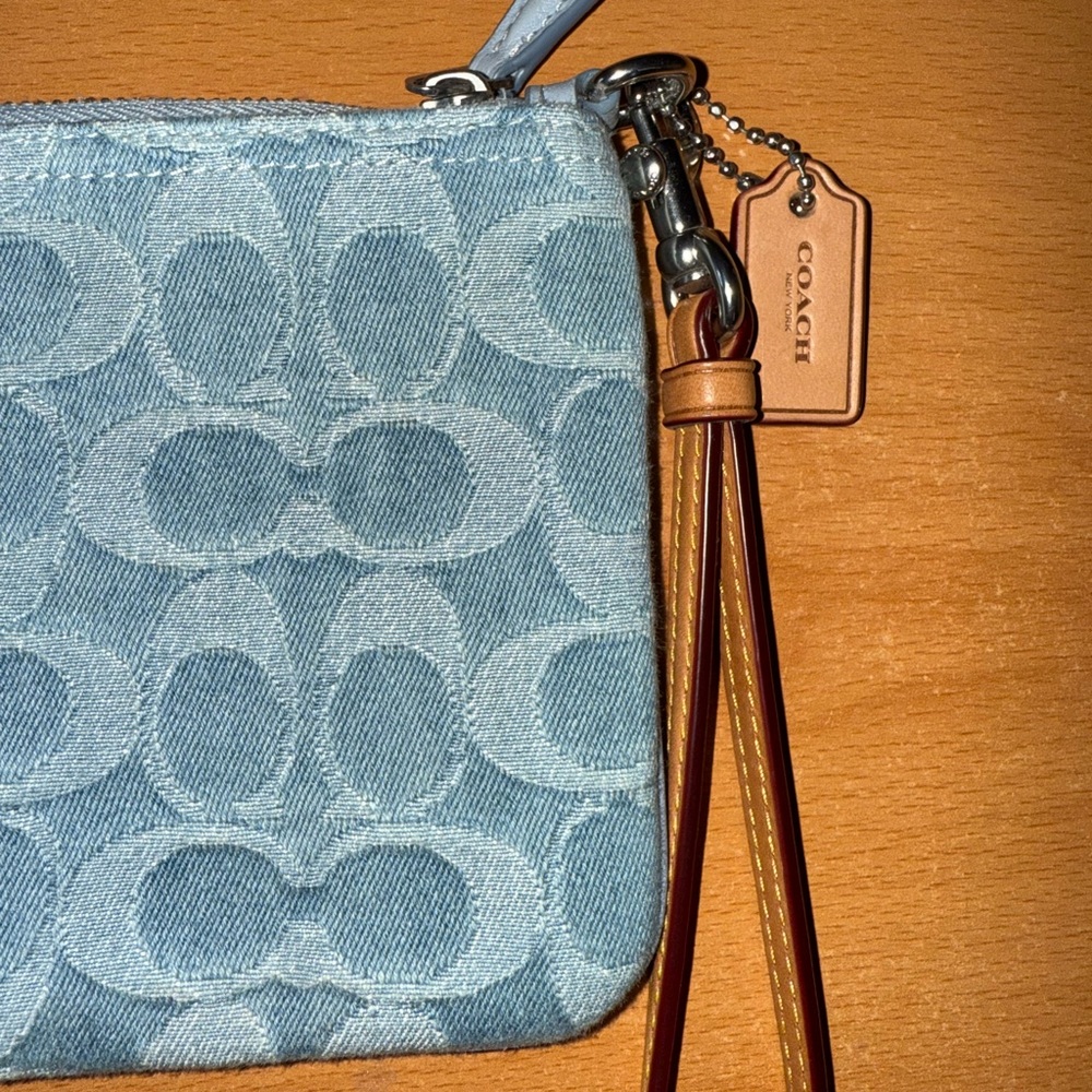 Coach Blue Clutch with Signature Monogram